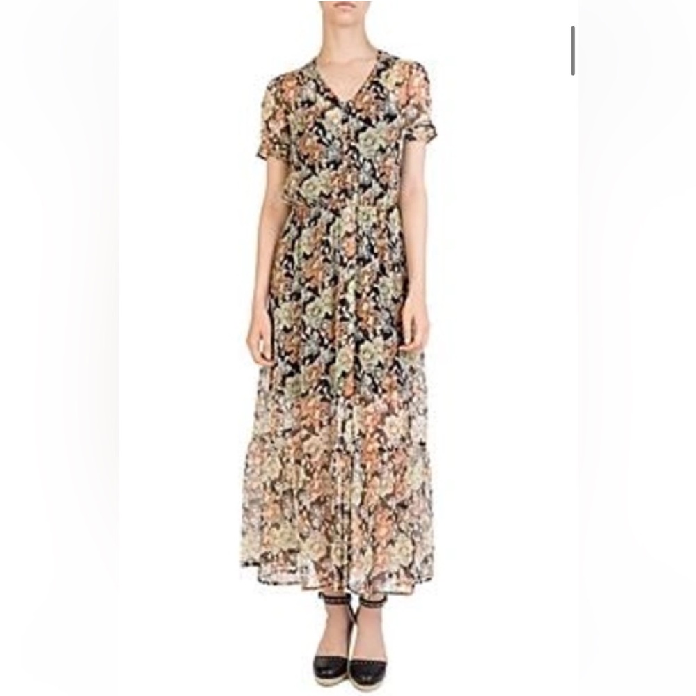 THE KOOPLES WANTED FLORAL BUTTON FRONT SHEER DRESS GREAT COND S see special note